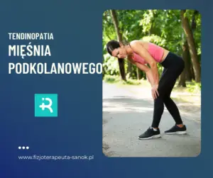 Kobieta z bólem mięśnia podkolanowego podczas biegu.